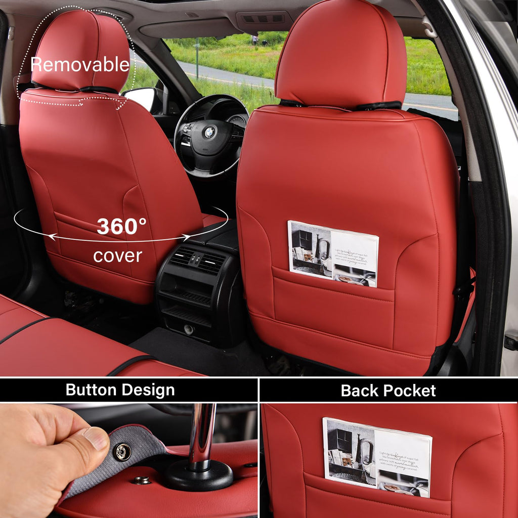 Coverado Car Seat Covers, Seat Covers for Cars, Waterproof Leather Auto Seat Protectors, Leather Car Seat Cushion, Car Interiors Accessories Universal Fit for Most Cars