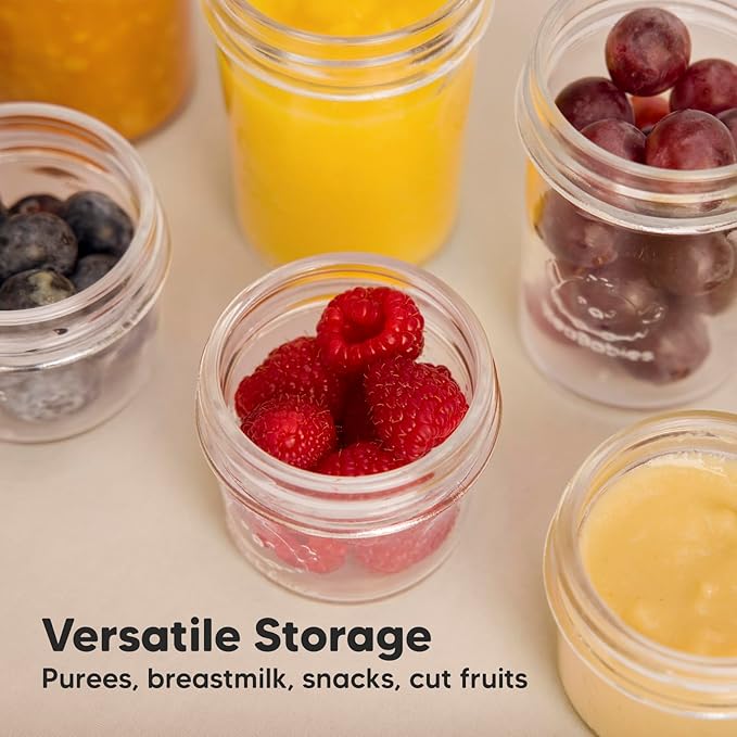 KeaBabies 4pk 8oz & 4pk 4oz Glass Baby Food Containers with Lids - Leak-Proof, Microwavable Small Glass Jars, Baby Purees & Toddler Snack Storage Containers, BPA-Free, Dishwasher & Freezer Safe(Sage)
