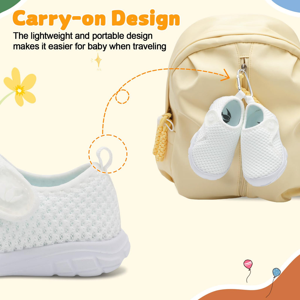 FEETCITY Baby Shoes Infant Sneakers Boys Girls First Walking Shoes Lightweight Slip On Shoe White