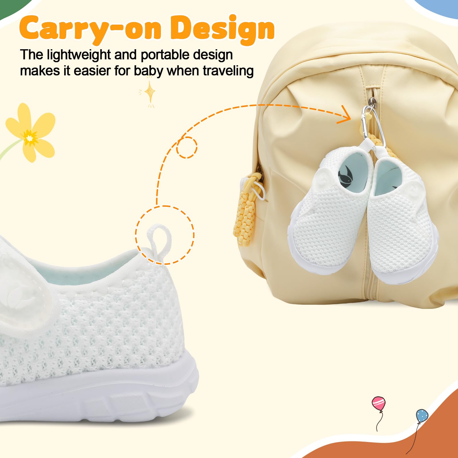 FEETCITY Baby Shoes Infant Sneakers Boys Girls First Walking Shoes Lightweight Slip On Shoe White