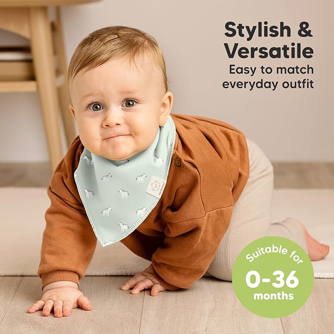 8-Pack Organic Baby Bandana Bibs for Boys, Girls - Super Absorbent Triangle Baby Bibs for Drooling and Teething Infant, 100% Cotton Extra Soft for Newborn, Infant 0-36 Months (Wilderness)