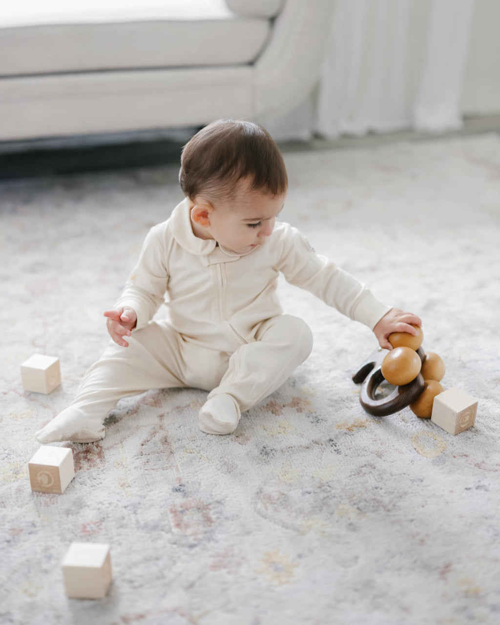 MON CHOU 100% Organic Pima Cotton Baby Footed Pajamas – Snug Fit Long Sleeve Footie with 2-Way Zipper & Non-Slip Soles, Unisex (Sizes 0–12M) (Bloom, 3-6 Months)