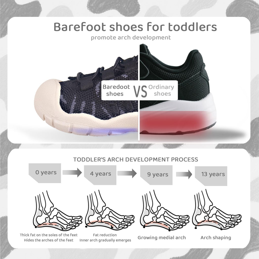Black Toddler Sneakers 9T Summer Slip On Shoes with Wide Toe Box Flexible Rubber Sole for Soccer Running and Outdoor Play Barefoot Comfy Design Girls Boys Casual Wear