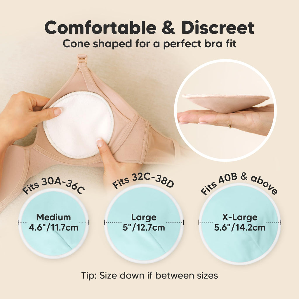 Organic Nursing Pads 14 Washable Breast Pads, Bag (Pastel Touch, XL 5.6")