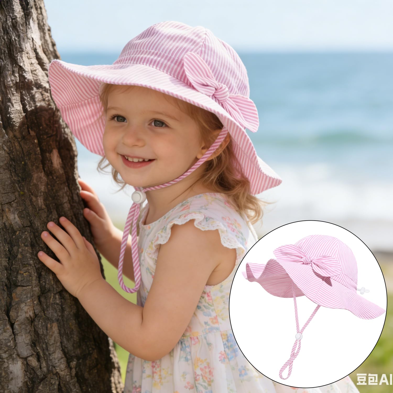 Baby Girl Sun Hat Kids Summer Beach Wide Brim Hats Toddler Bucket Hat 6-24M