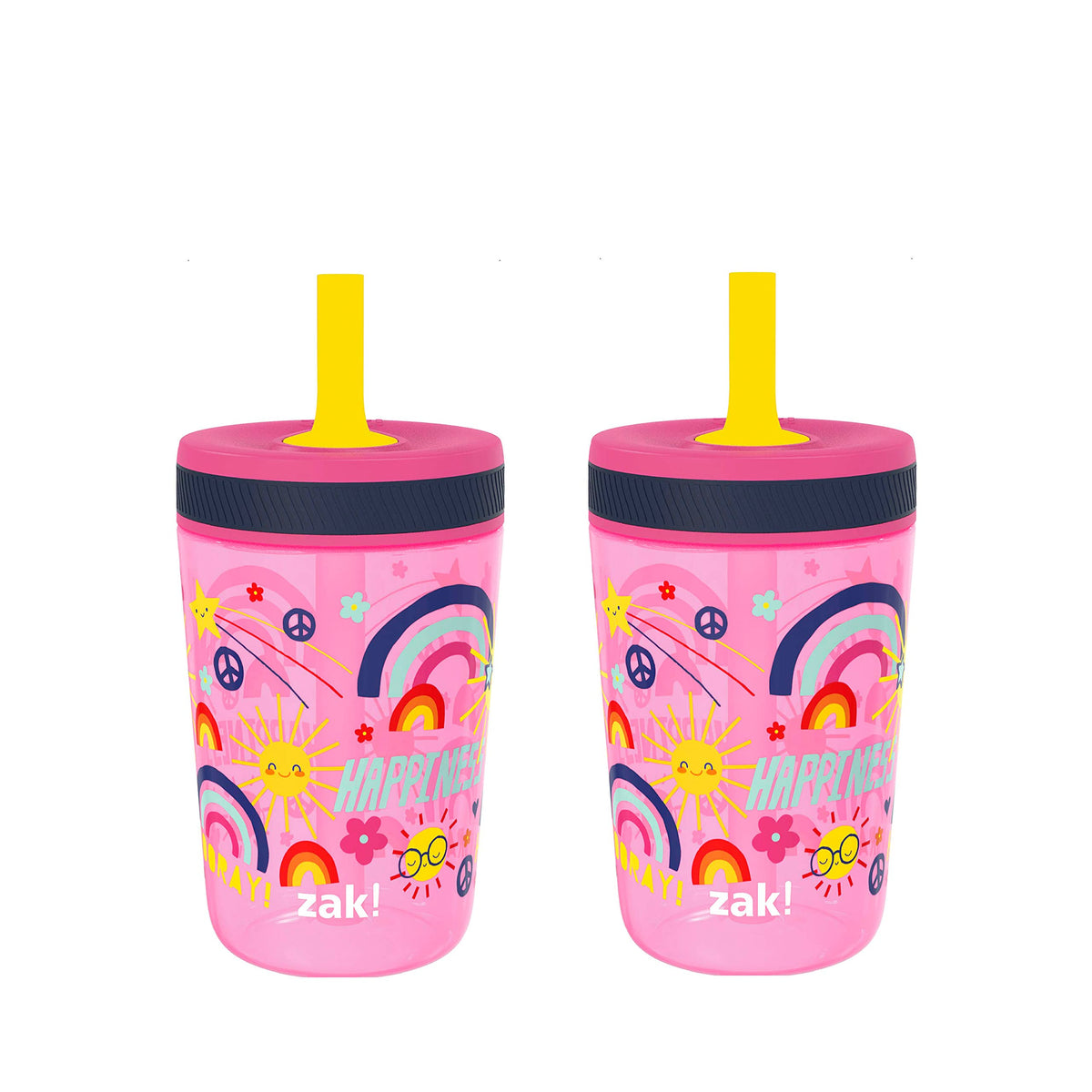 Zak Designs Gabby's Dollhouse Kelso Toddler Cups For Travel or At Home, 15oz 2-Pack Durable Plastic Sippy Cups With Leak-Proof Design is Perfect For Kids Cakey Cat, Mercat