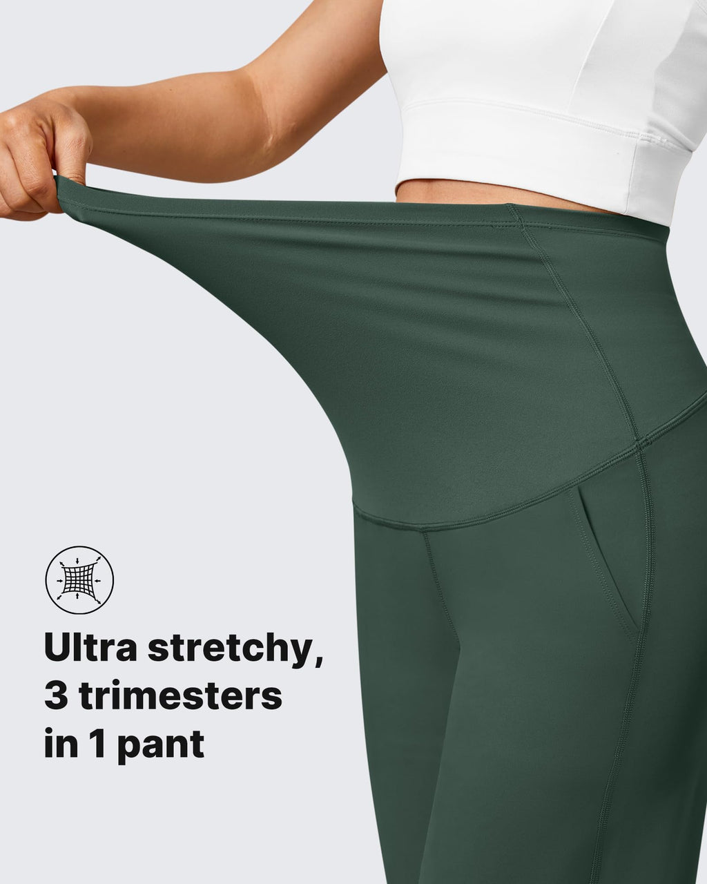 G4Free Maternity Clothes Yoga Pants Wide Leg,Dark Forest Green,XXL,Petite