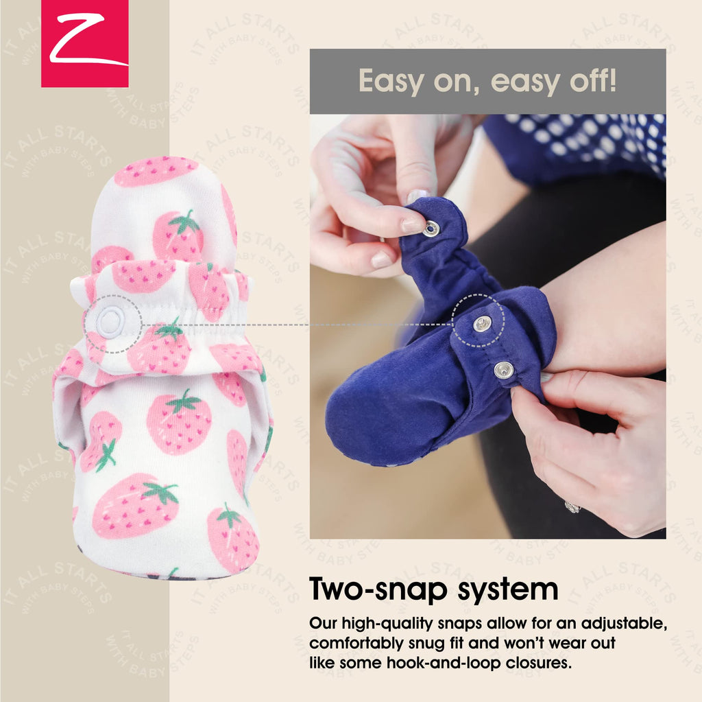 Zutano Unisex Organic Cotton Baby Booties With Gripper Soles, Strawberries, 12M