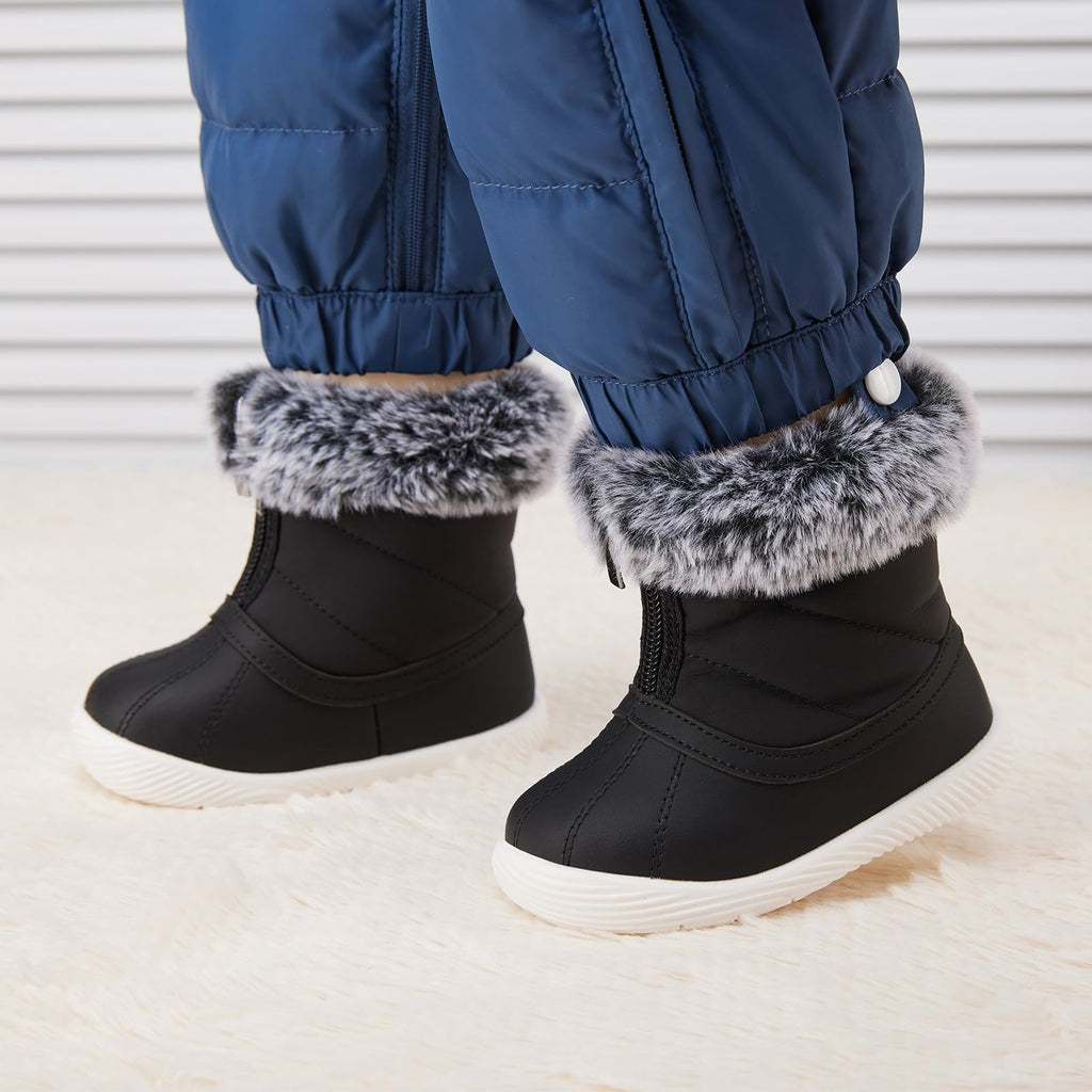 BMCiTYBM Baby Snow Boots Waterproof Infant Boy Girl Winter Booties Nonslip Lightweight Outdoor Warm Shoes for First Walkers 6 9 12 18 24 Months Black Size 18-24 Months Toddler