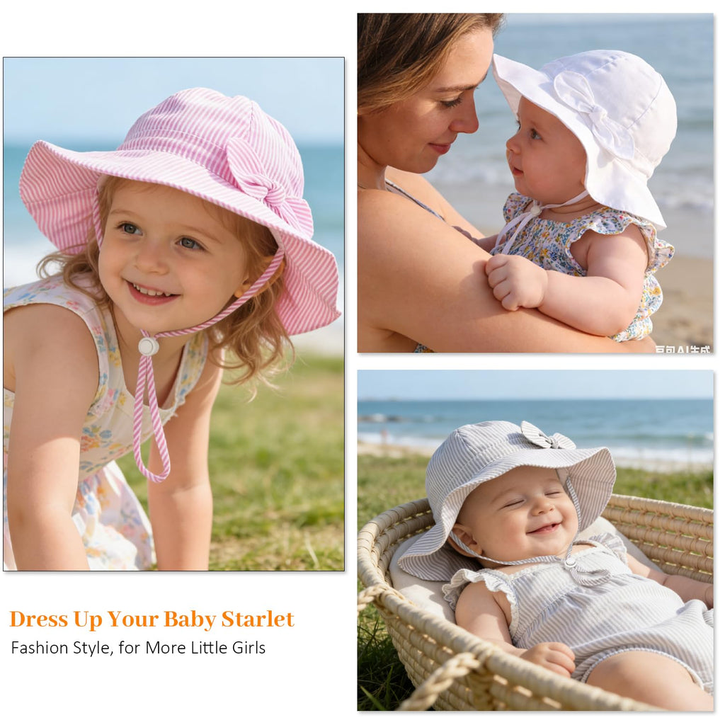 Baby Girl Sun Hat Kids Summer Beach Wide Brim Hats Toddler Bucket Hat 6-24M