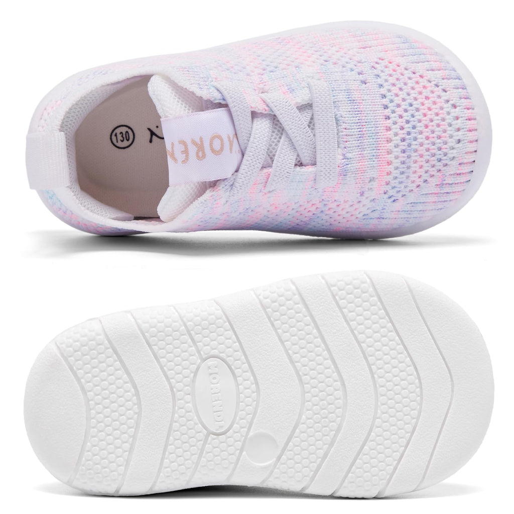 MORENDL Toddler Shoes Baby Walking Sock Shoes Infant Sneakers Boy Girl Barefoot Tennis Shoe Non-Slip Brethable Mix Size 8