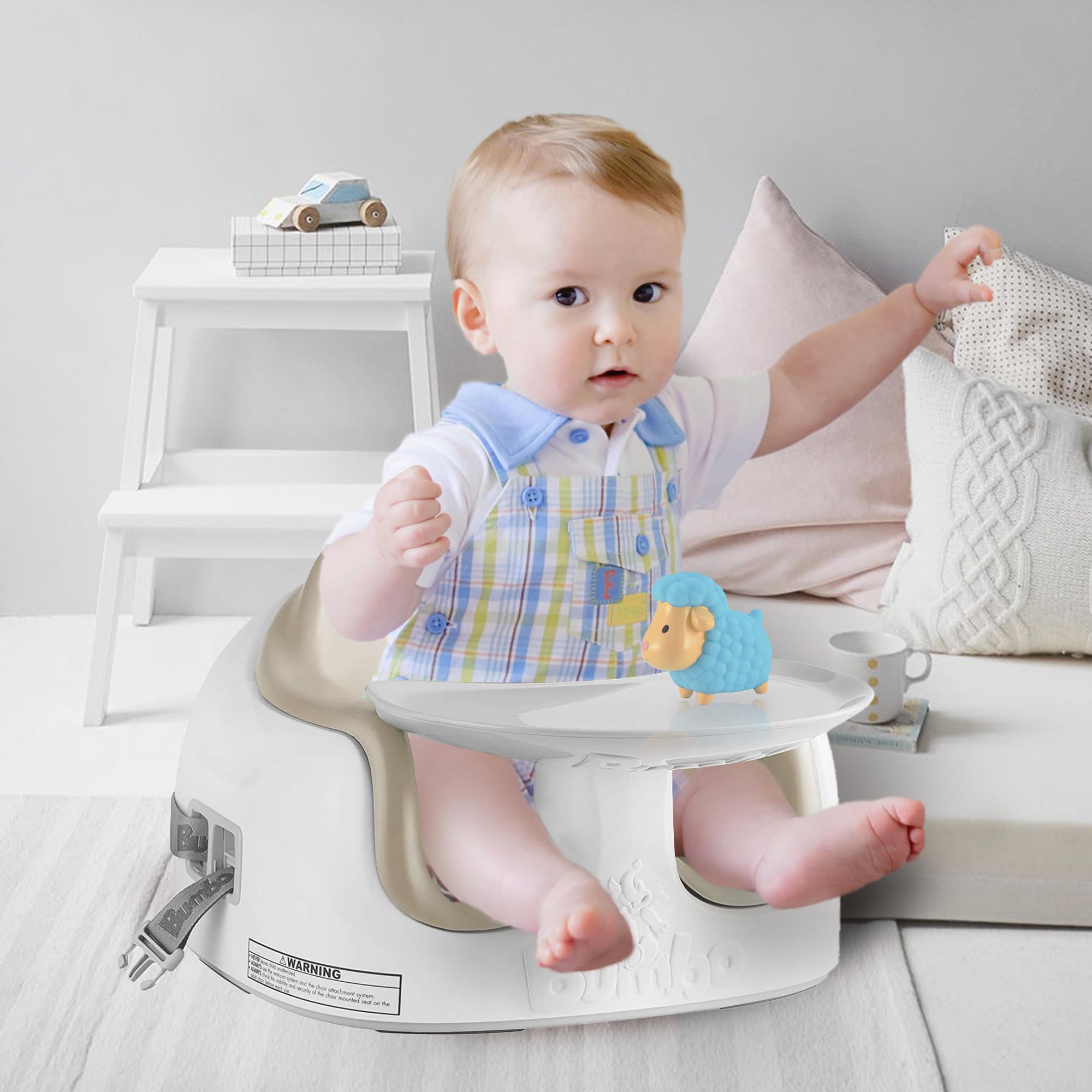 Bumbo 2 Pack 3-in-1 Multi-Seat for 6 to 36 Months, Travel Baby Feeding and Play Floor Seat, All-in-One Portable Booster with Tray & Toddler High Chair, Taupe