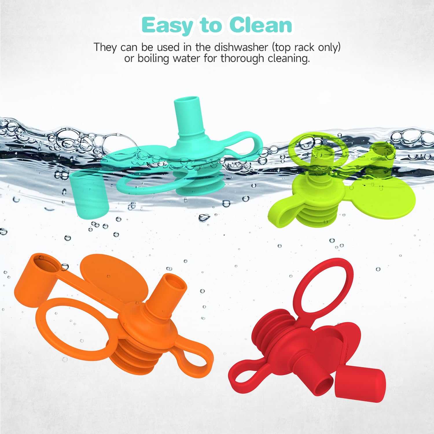 Morlike Living Water Bottle Spout Adapter, Silicone Baby Water Bottle Adapter for Toddlers, Protects Kids Mouth - No Spill & BPA Free (Mix - 4 Pack)