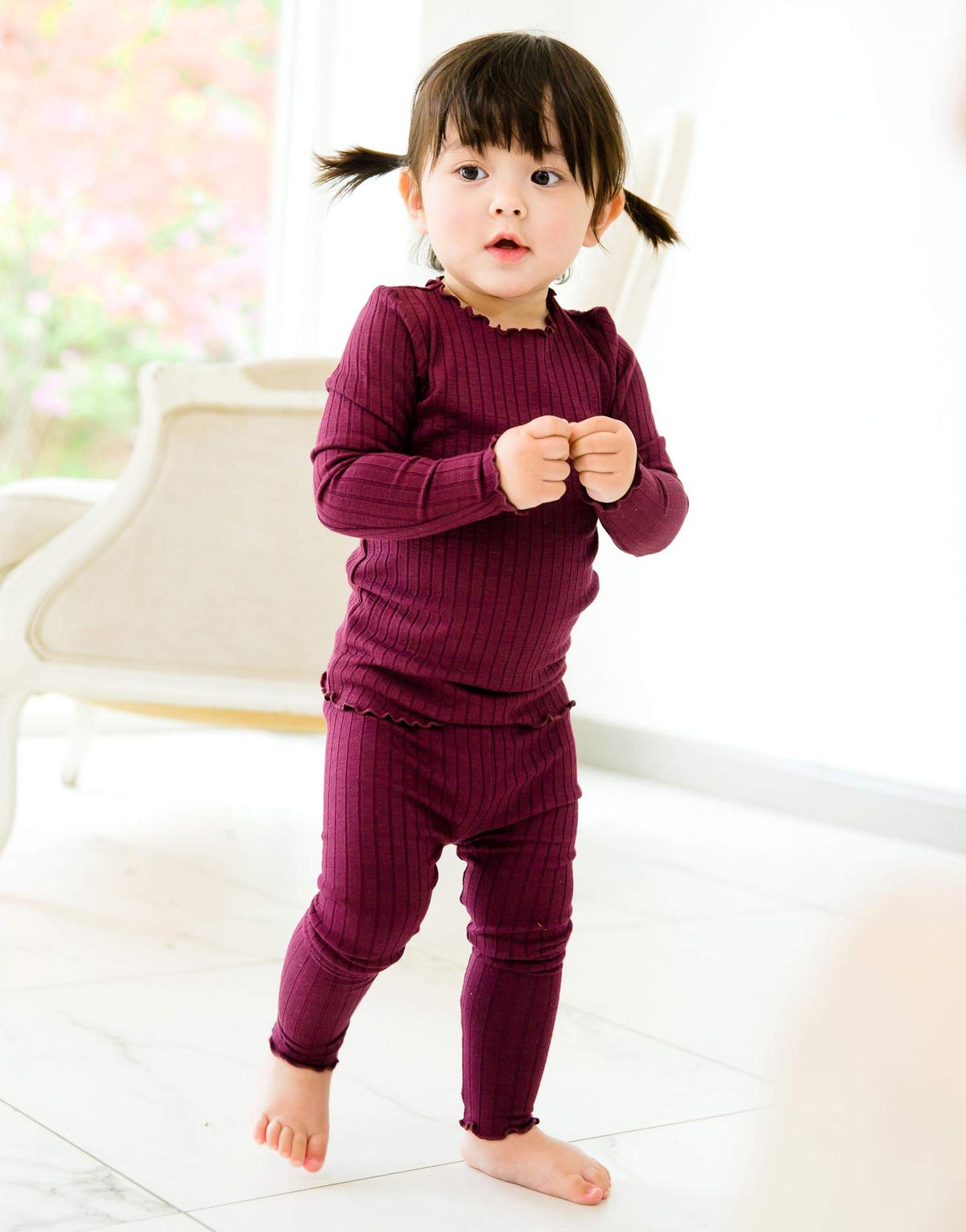VAENAIT BABY Infant Toddler Kids Girls Long Sleeve Modal Sleepwear Pajamas 2pcs Set Rib Knit Mint XS