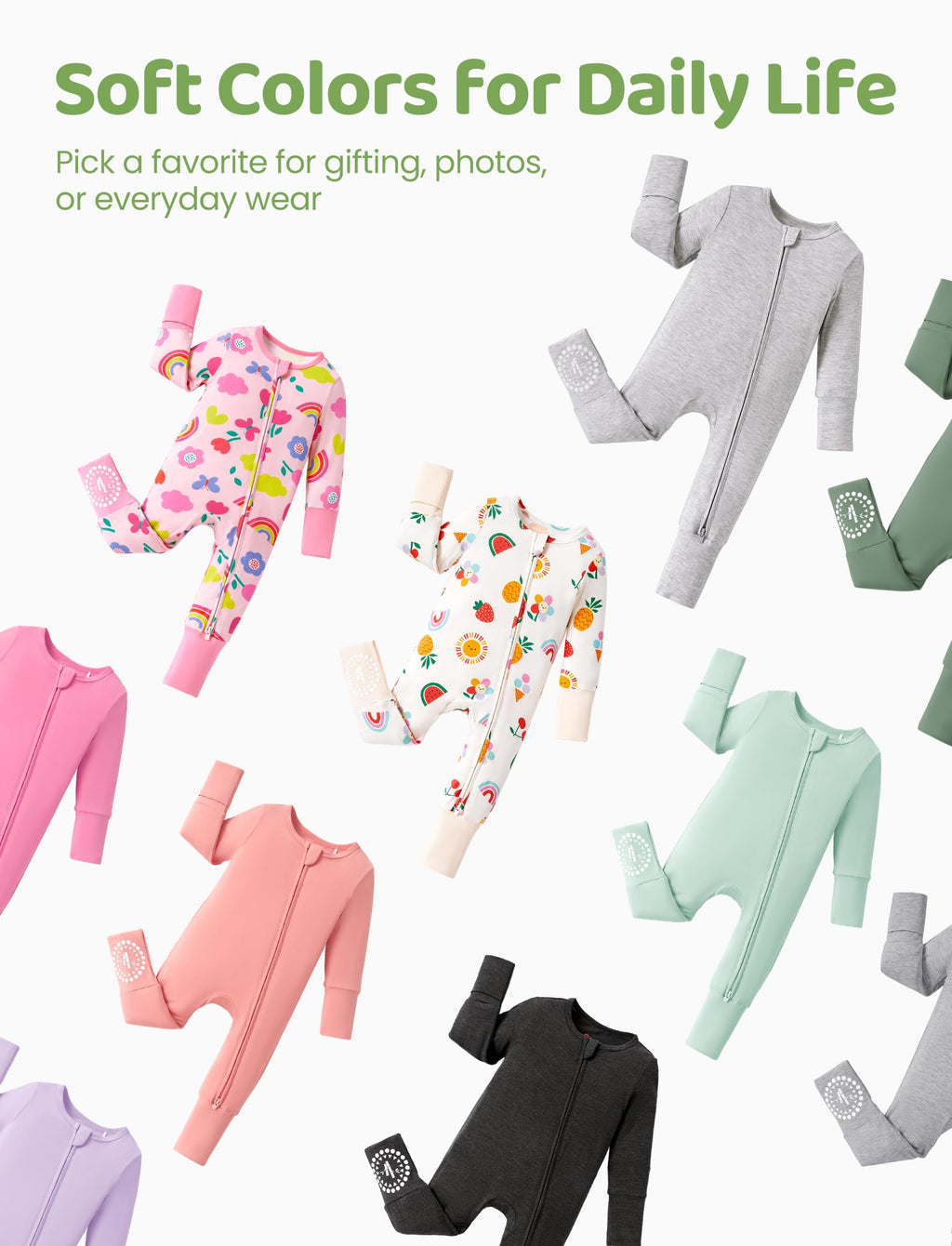 PATPAT Baby Footies Boys Girls - Bamboo Viscose - 2 Way Zipper & Non-Slip Soles Romper Mitten - Footed & Footless Infant Clothes Unisex Jumpsuit 2 Pack Blue 18-24 Months