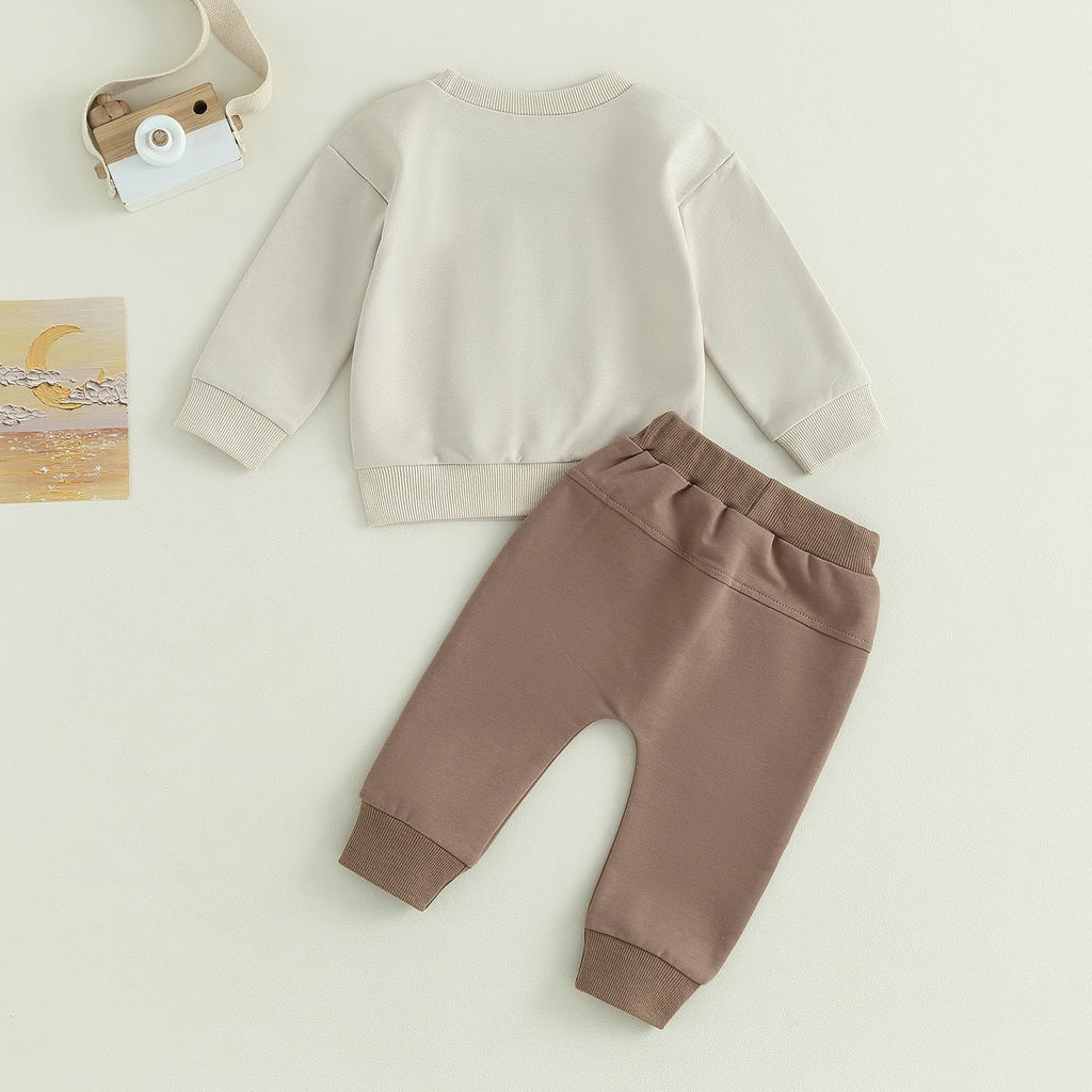 MA&BABY Toddler Baby Boy Clothes Solid Color Sweatshirt Jogger Pants Set