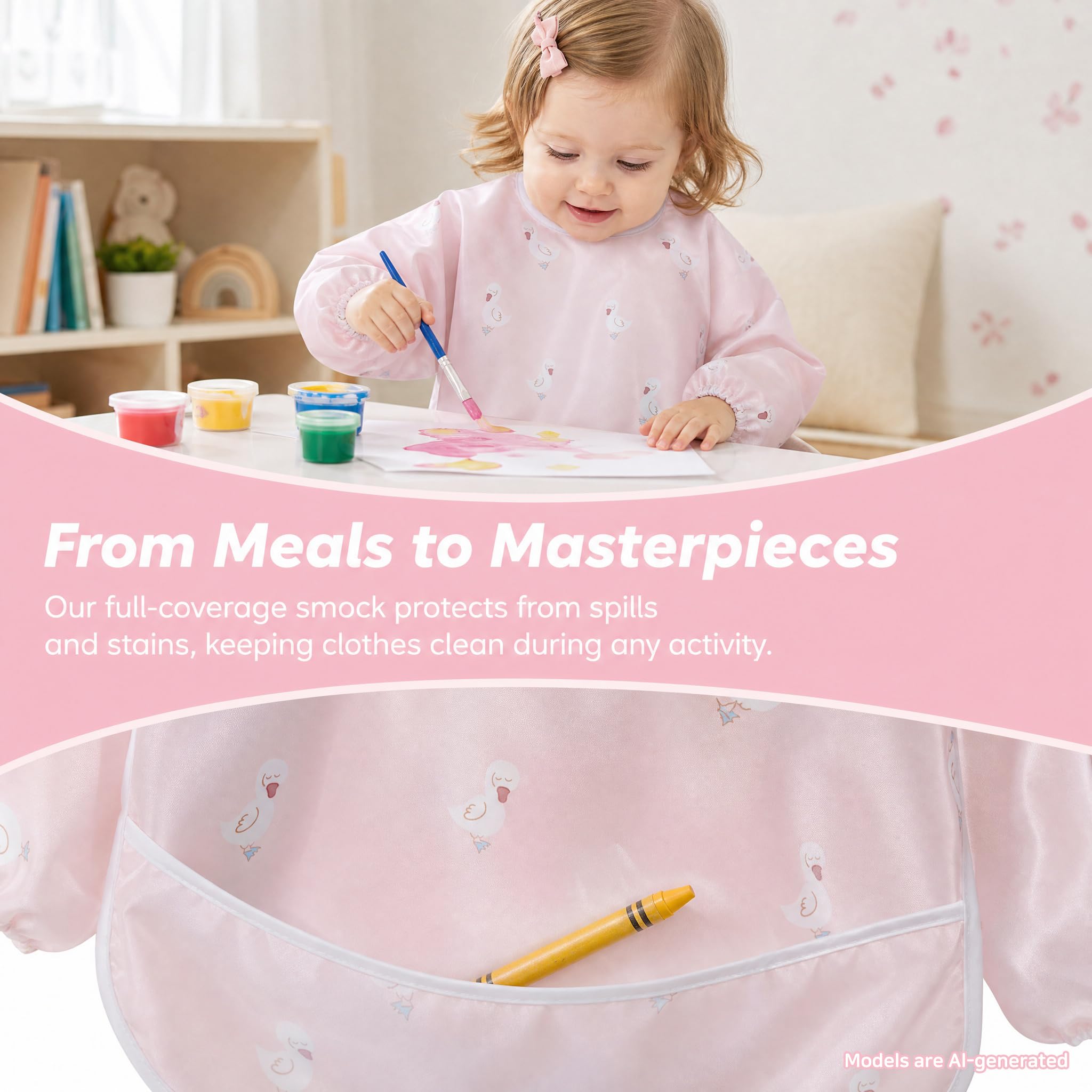 Little Dimsum Long Sleeve Bib for Baby Infant Toddler 6-36 Months