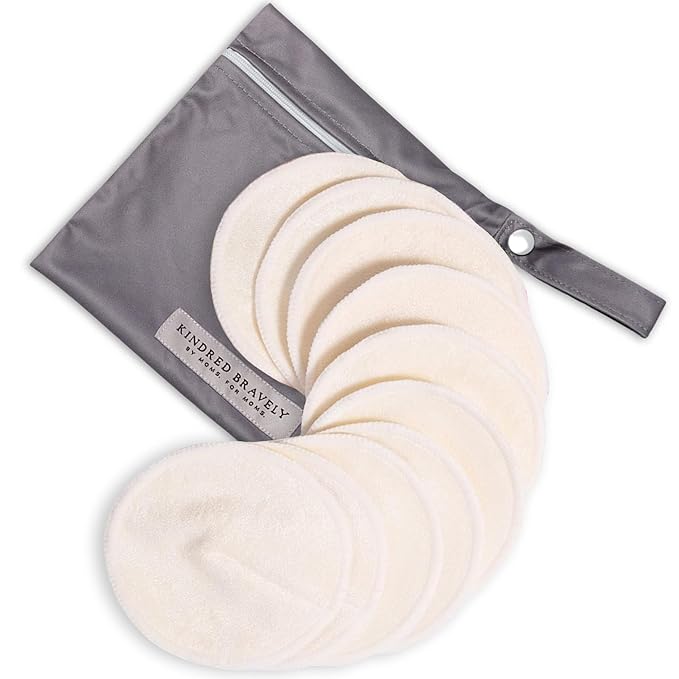 Kindred Bravely Organic Reusable Nursing Pads, Washable, for Breastfeeding & Leaking with Carry Bag, 10 Pack 4.5" D (Twilight Regular)