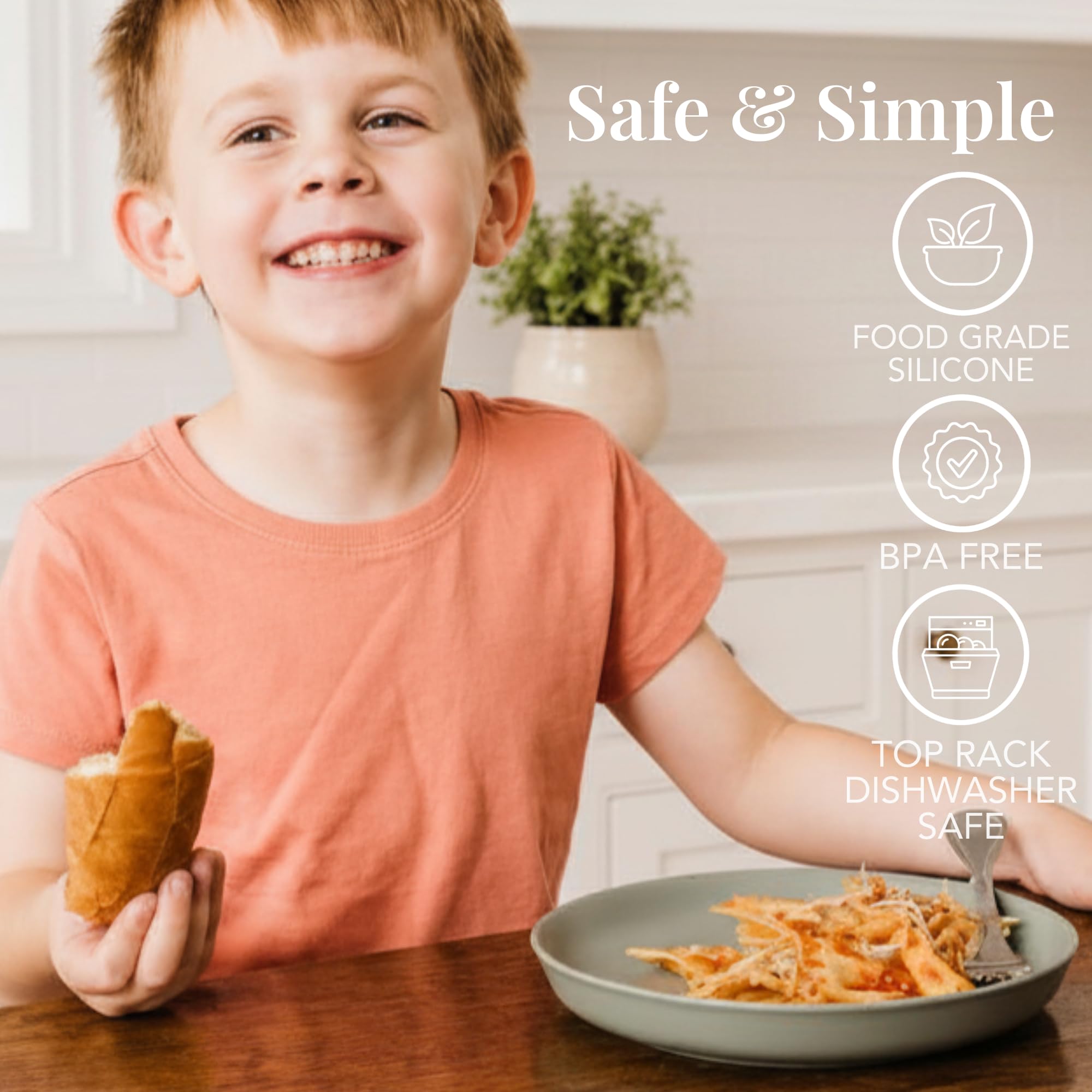 WeeSprout Baby & Toddler Non-Suction Plates with Lids, 100% Food Grade Silicone Plates, Premium Hard Plastic Lids, Unbreakable Design, Microwave & Dishwasher Safe, 3 Pack