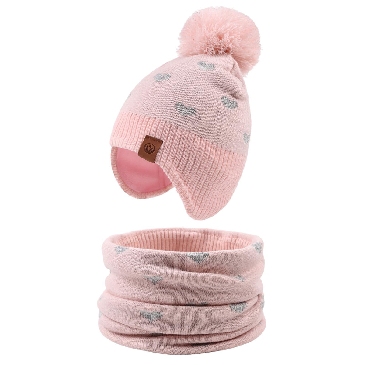 JANGANNSA Knitted Baby Hat Scarf Winter Warm Boy Girl Beanie Fleece Lining