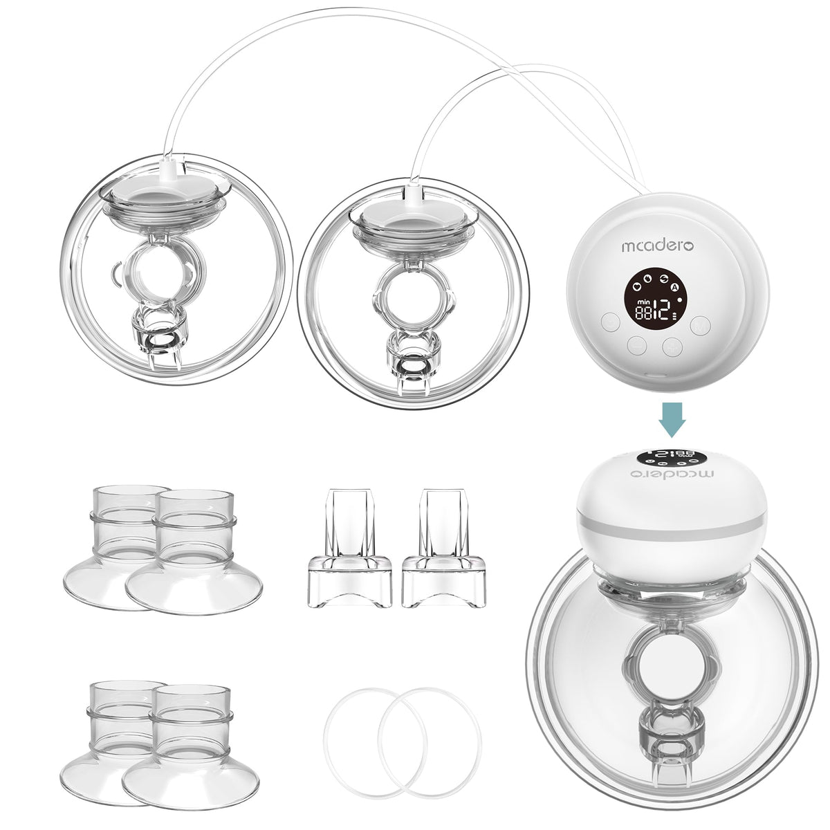 M1 2025 Upgrade Hands Free Wearable Breast Pump, Breastfeeding Pump Electirc Portable with 4 Modes &12 Levels, Deal Rhythm for More Milk, 2 Pack White New