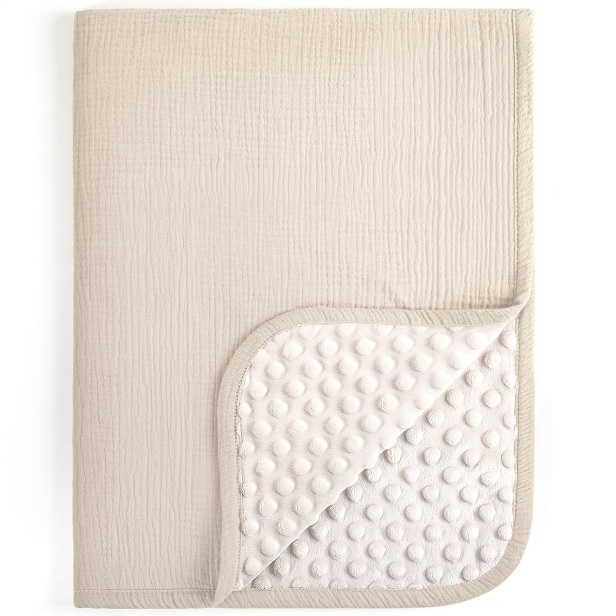 lulumoon Baby Blanket for Boys Girls: Muslin Cotton & Dotted Fleece Minky