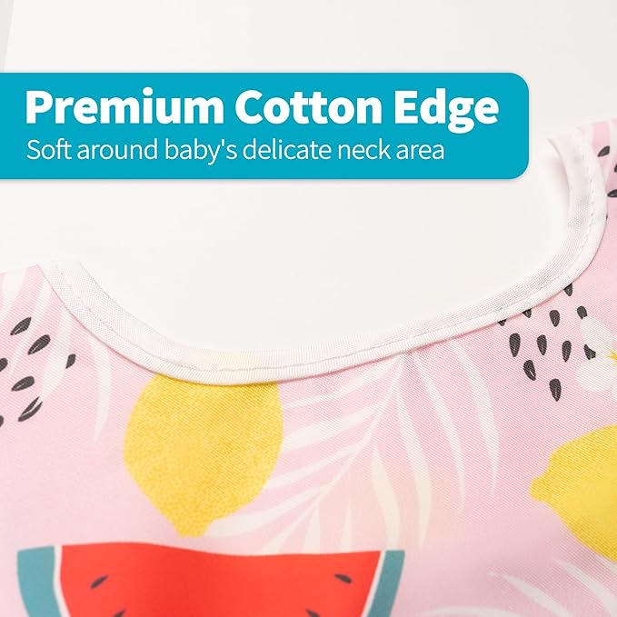 3 Pcs Long Sleeved Bib Set|Baby Waterproof Bibs with Pocket Bundle|Toddler Bib with Sleeves|Stain Resistance Smock 6-24 Month