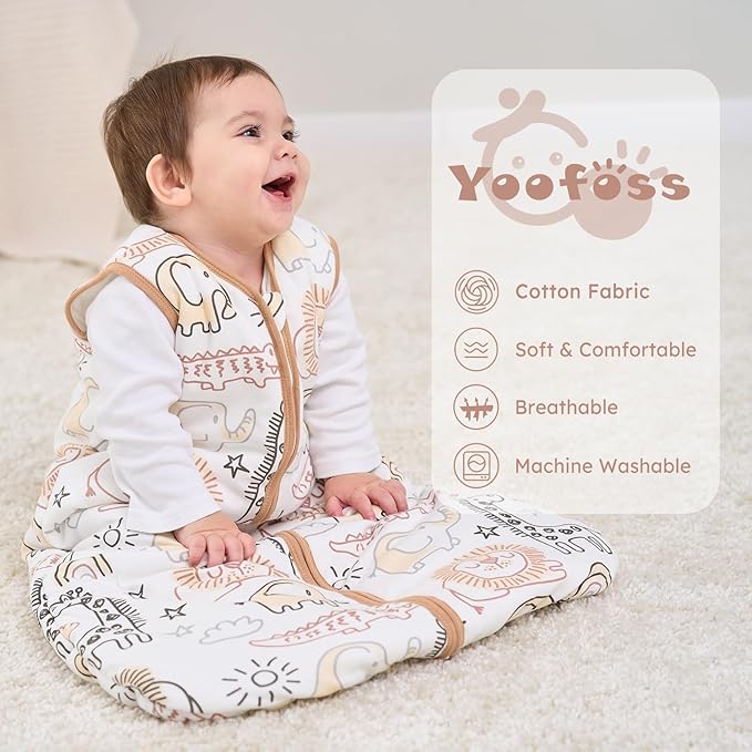 Yoofoss Baby Sleep Sack 0-6 Months, TOG 2.5 Baby Wearable Blanket with 2-Way Zipper, 100% Organic Cotton Fabric Winter Newborn Sleeping Sack, Warm Soft Comfy(Small)