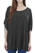 Smallshow Women's Nursing Top Maternity Poncho for Breastfeeding Polka Dot Deep Grey