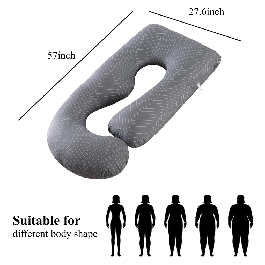 ALLOPERA Pregnancy Pillow, Full Body Maternity Pillow 57 inch, with Removable Washable Cover - Sleep Support for Legs, Back, Neck, Shoulder, HIPS, Belly for Pregnent Women, 100% Cotton