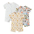 Minicoco 3-Pack 100% Cotton Baby Boy Rompers,0-24Months Short Sleeve Toddler Romper,Breathable Spring/Summer Clothes