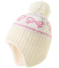 Moon Kitty Baby Girls Hat with Ear Flaps Toddler Beanies Baby Boys Girls Beanies Kids Winter Hats Soft Acrylic Knit & Fleece Lined Caps Beige