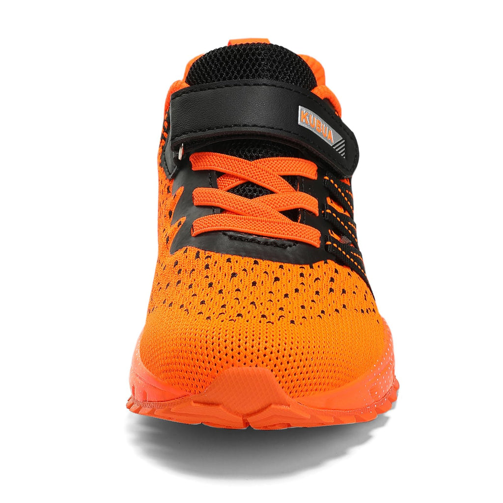 KUBUA Kids Sneakers Lightweight Boys Girls Tennis Shoes Black Orange