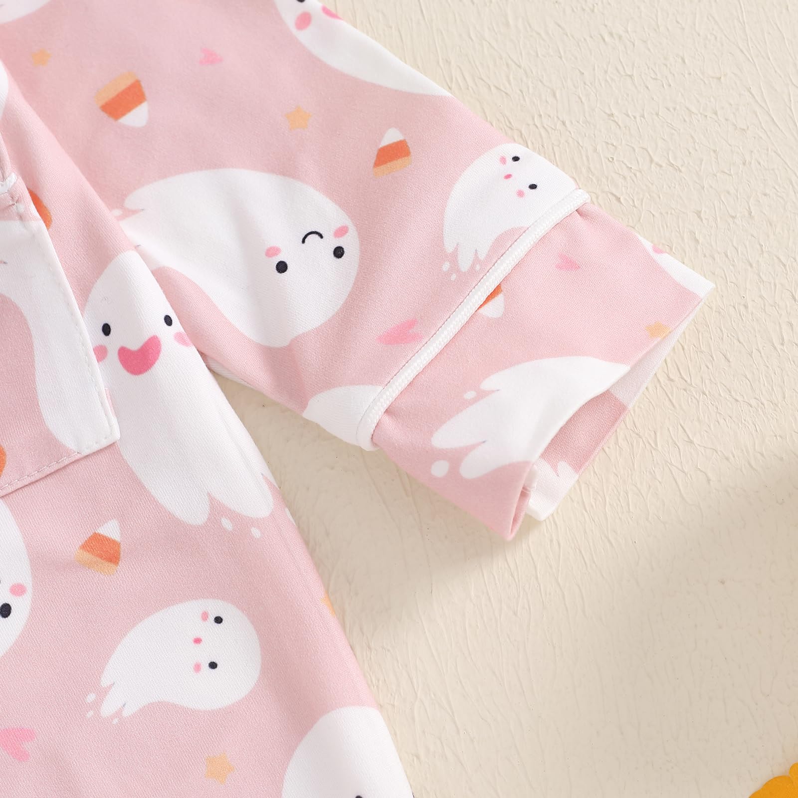 Balaflyie Baby Girl Button Down Pajamas Romper One-Piece Jumpsuit Long Sleeve Sleeper Infant Sleepwear (Ghost&Pink,18-24 Months)