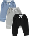 Sejardin Toddler Baby Boy Girl Pants 3 Pack Solid Color Elastic Waist Jogger Sweatpants Newborn Infant Casual Bottoms