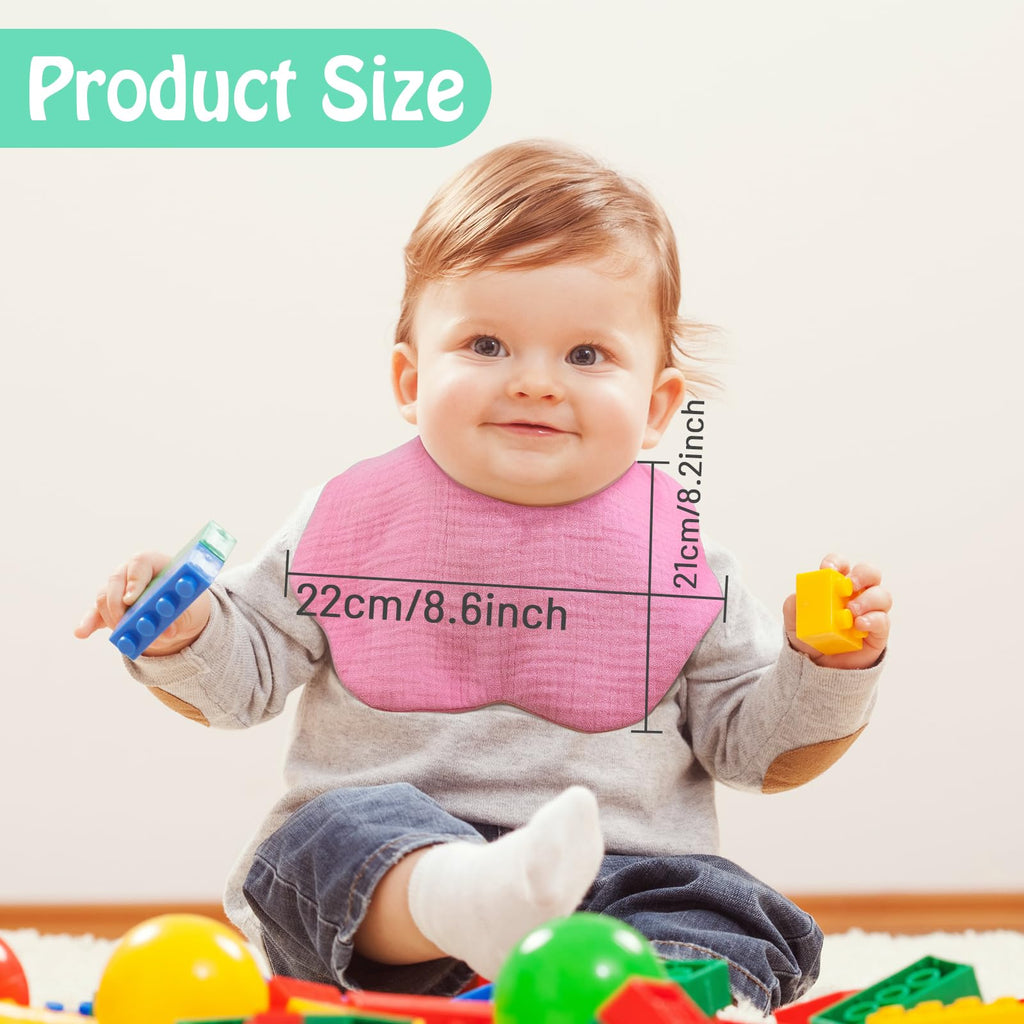 DOSMINE Organic Cotton Muslin Baby Bibs 10 Pack Absorbent Adjustable