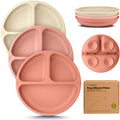 KeaBabies Suction Plates for Baby, Toddler, 3-Pack, 100% Silicone (Roseate)