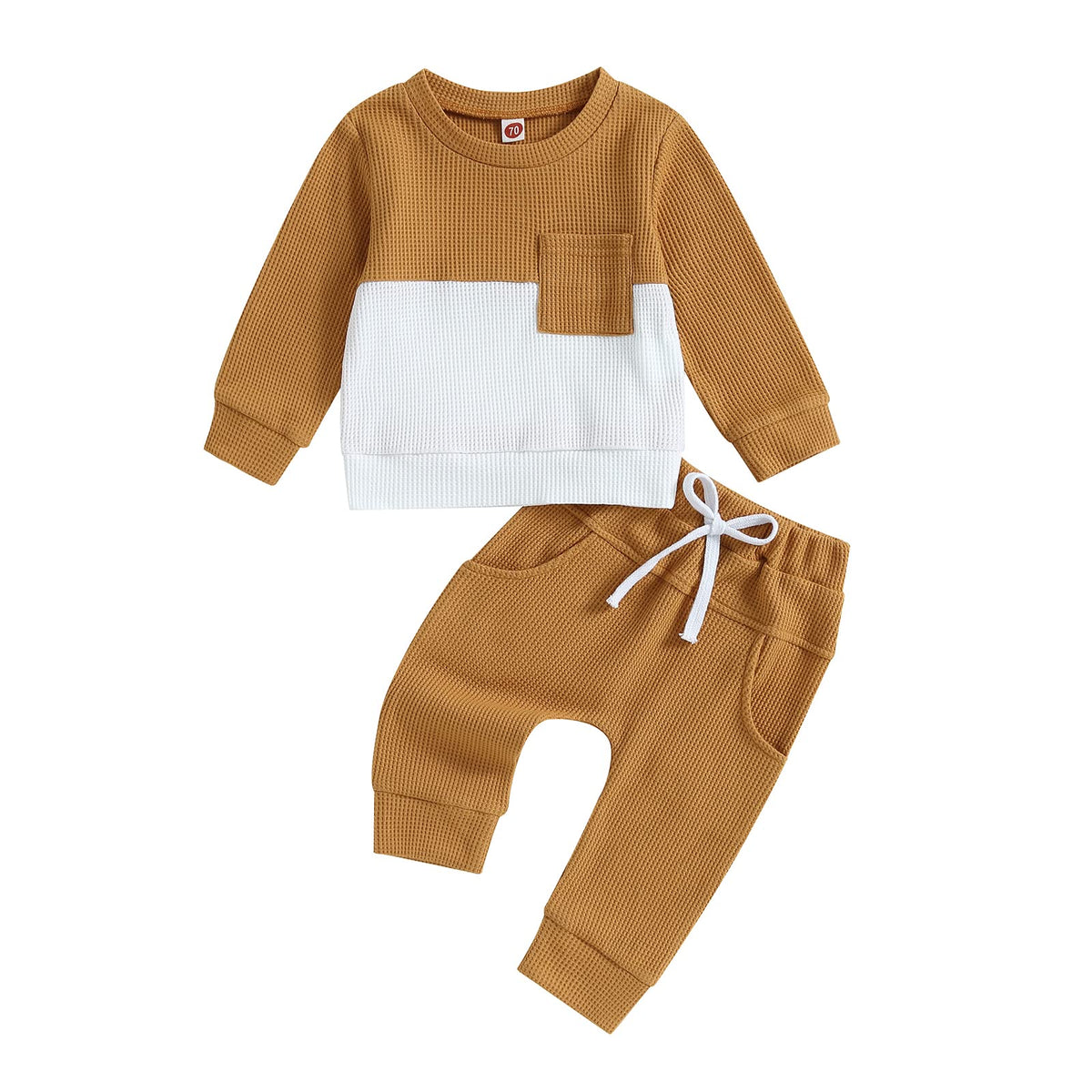 Kupretty Toddler Baby Boy Color Block Sweatshirt Pants Set