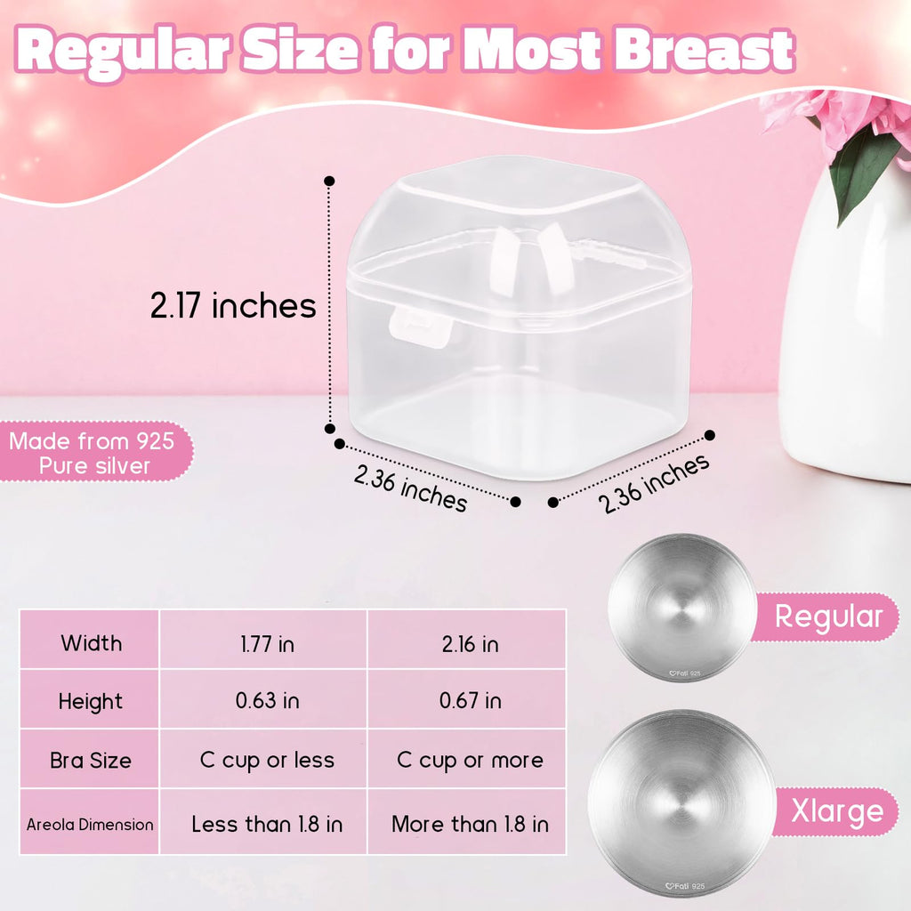 The Original Silver Nursing Cups, Nipple Covers for Breastfeeding Essentials, Nipple Shields for Nursing Newborn, 925 Silver Nipple Guards for Sore Nipple Relief, Newborn Essentials Must Haves-Regular