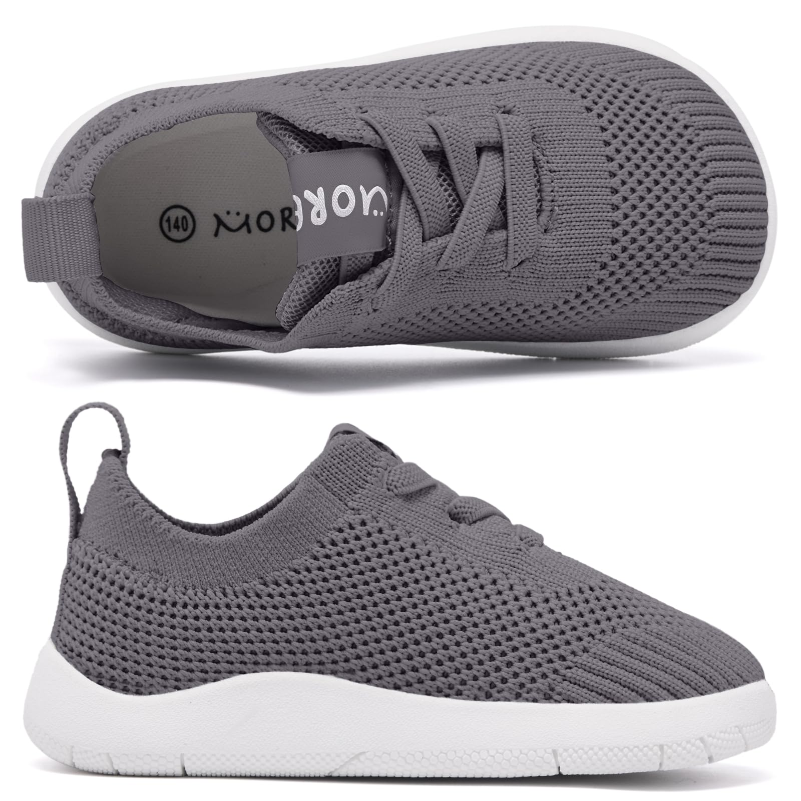 MORENDL Toddler Shoes Boys First Wide Toe Barefoot Walking Shoes Baby Boy Non-Slip Slip On Tennis Sneakers Darkgray 12-15 Months