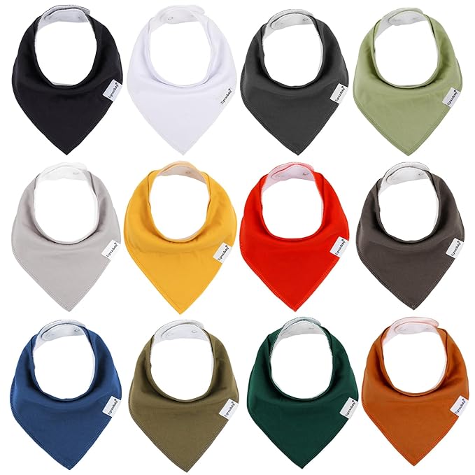 Baby Bandana Drool Bibs for Boys Girls,Super Absorbent Triangle Baby Bibs for Drooling and Teething,100% Cotton Soft for Infant,Newborn 12Pack