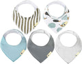 Blue Wren Magnetic Bandana Drool Bibs 5-pack - Magnetic Closure Baby Bibs - Safe, Easy, Chic Teething Bib