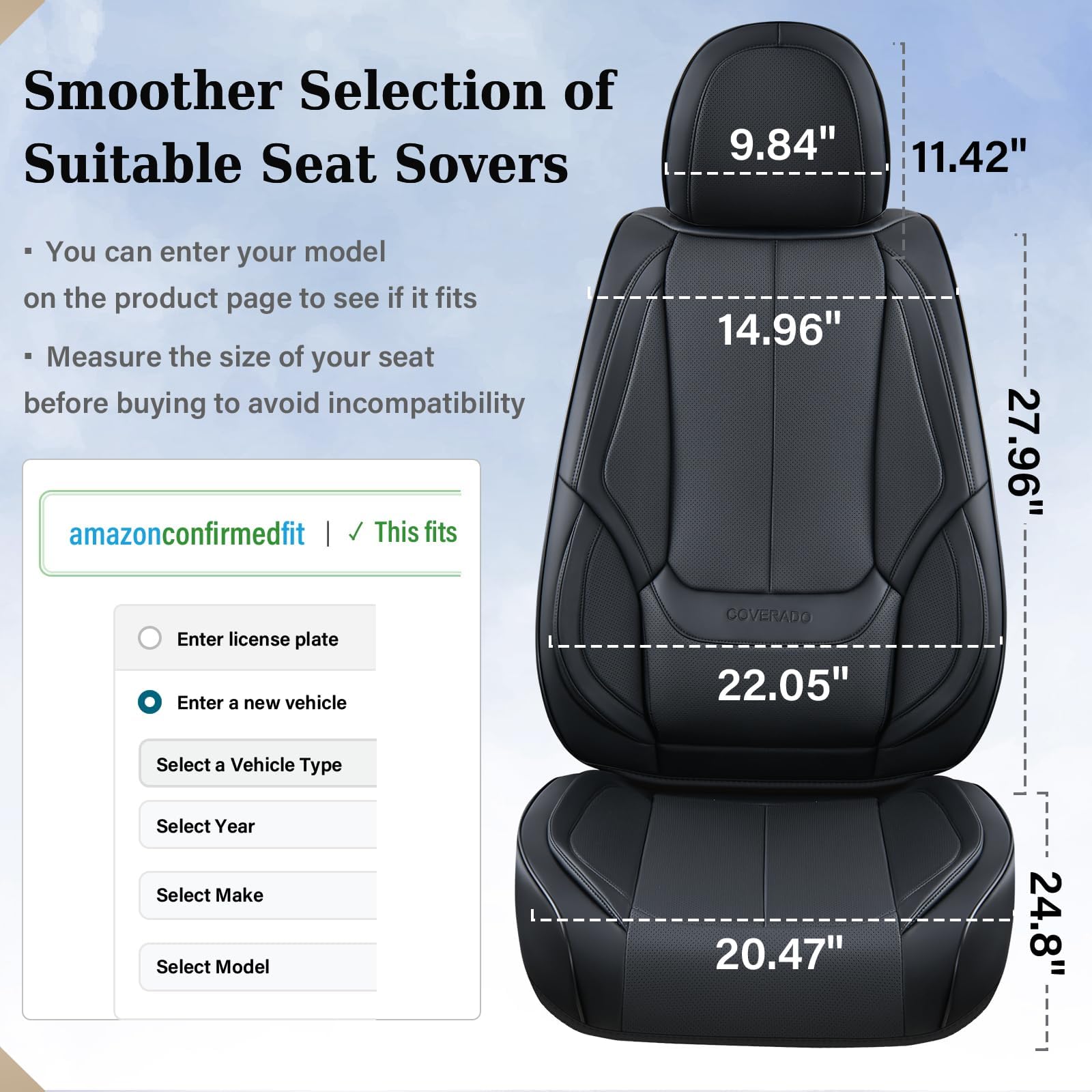 Coverado Car Seat Covers, Seat Covers for Cars, Waterproof Leather Auto Seat Protectors, Leather Car Seat Cushion, Car Interiors Accessories Universal Fit for Most Cars