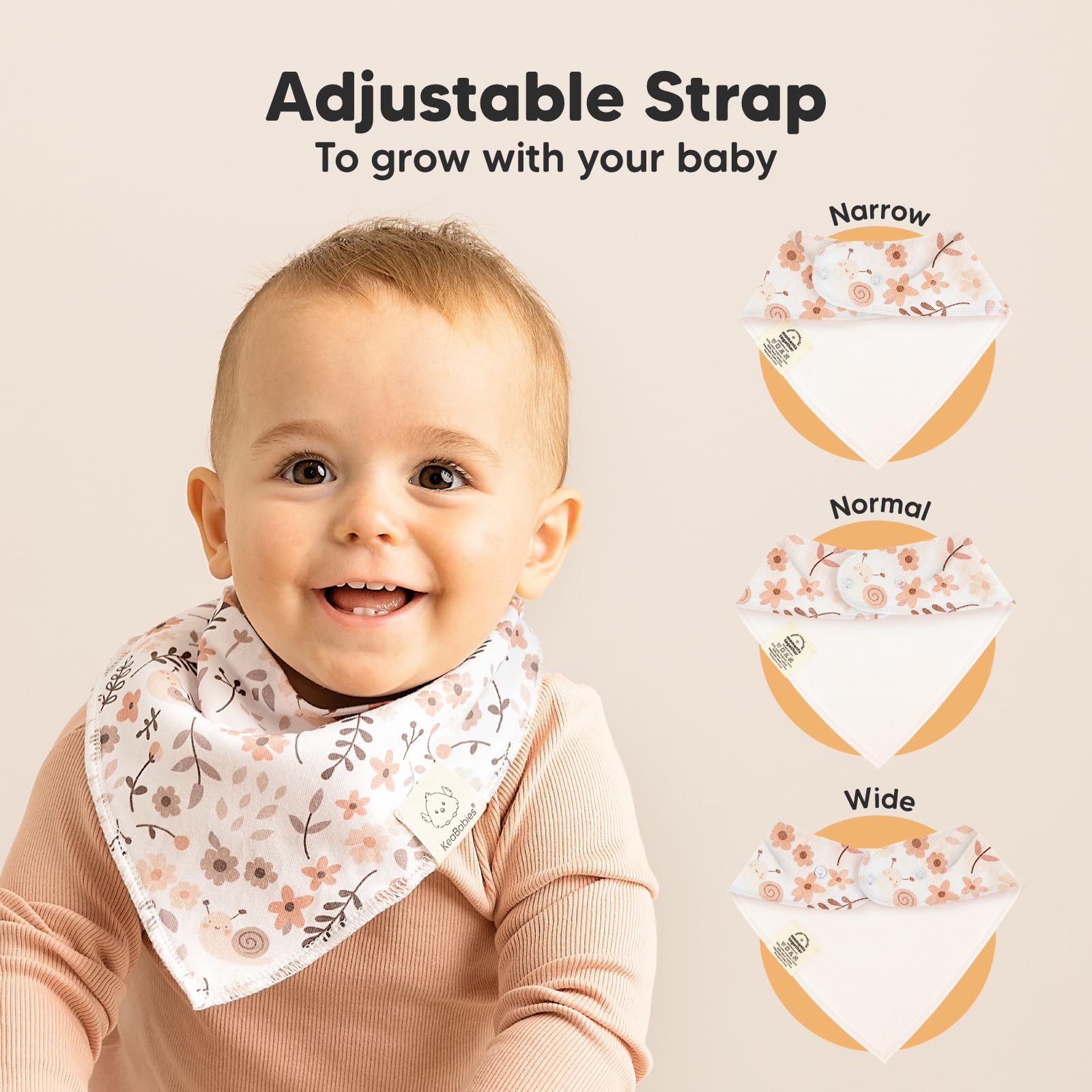 KeaBabies 8pk Organic Baby Bandana Bibs for Drooling and Teething (Bloom)