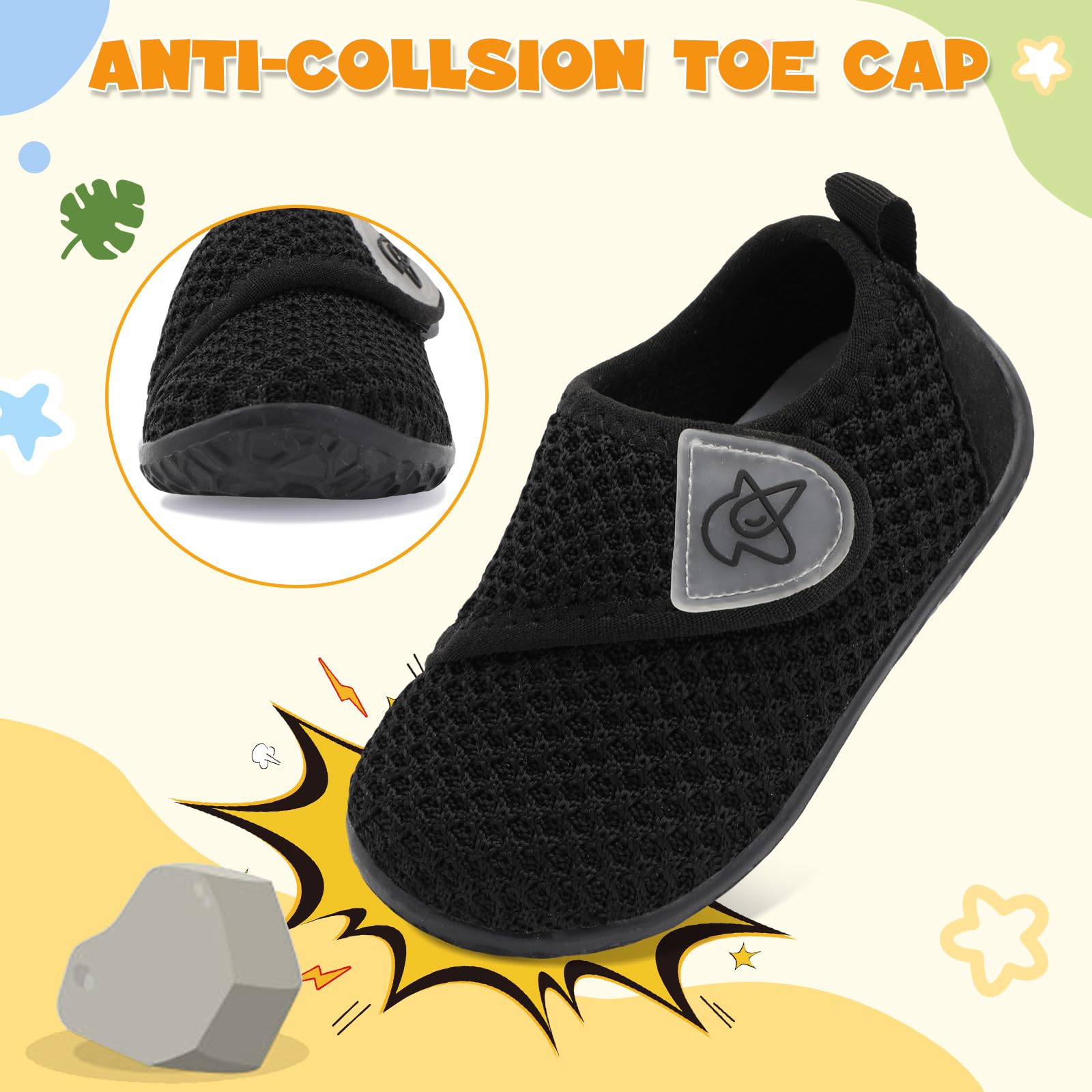LeIsfIt Baby Shoes Boys Girls First Walking Shoes Non-Slip Infant Sneakers Lightweight Slip-on Crib Sneakers for First Walkers Black 2-2.5 Years