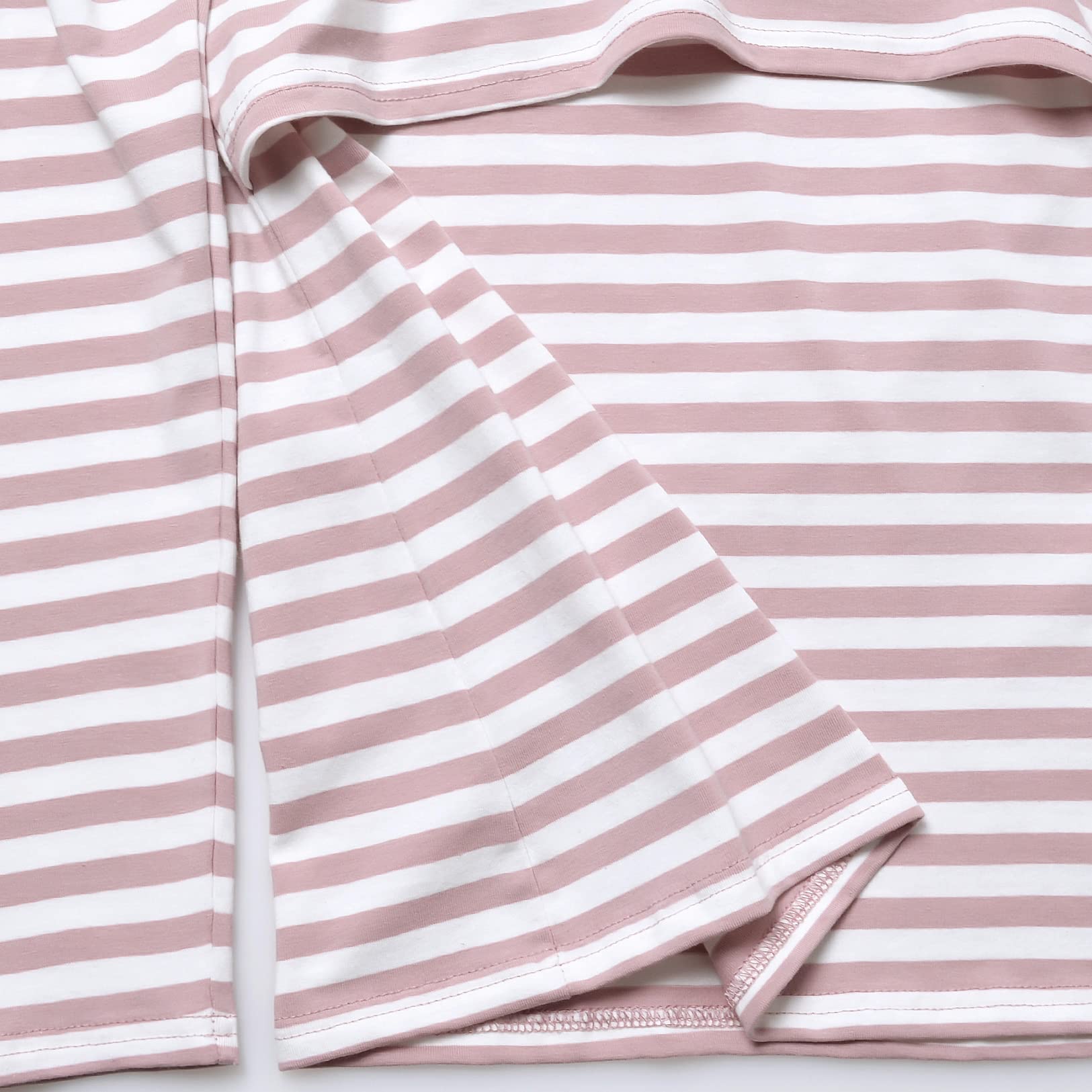 GINKANA Women's Maternity Sweatshirt Long Sleeves Breastfeeding Hoodies Stripes for Pregnant Women,Pink with White Stripes,M