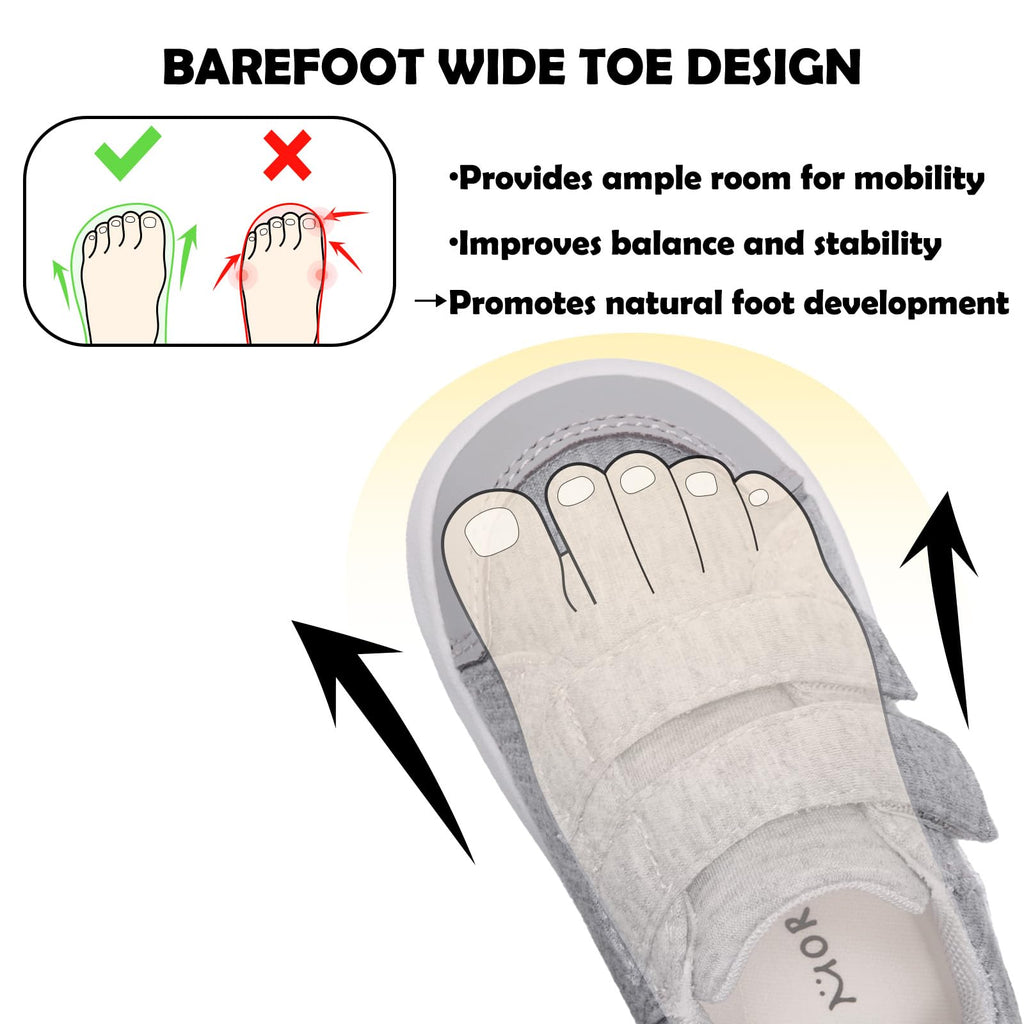 MORENDL Wide Toe Box Shoes Toddler Barefoot Shoes Baby Walking Shoe Boy Girl Non-Slip Zero Drop Minimalist Sneakers Comfort Tennis Outdoor Activities Mix LightGrey 18-24 Months
