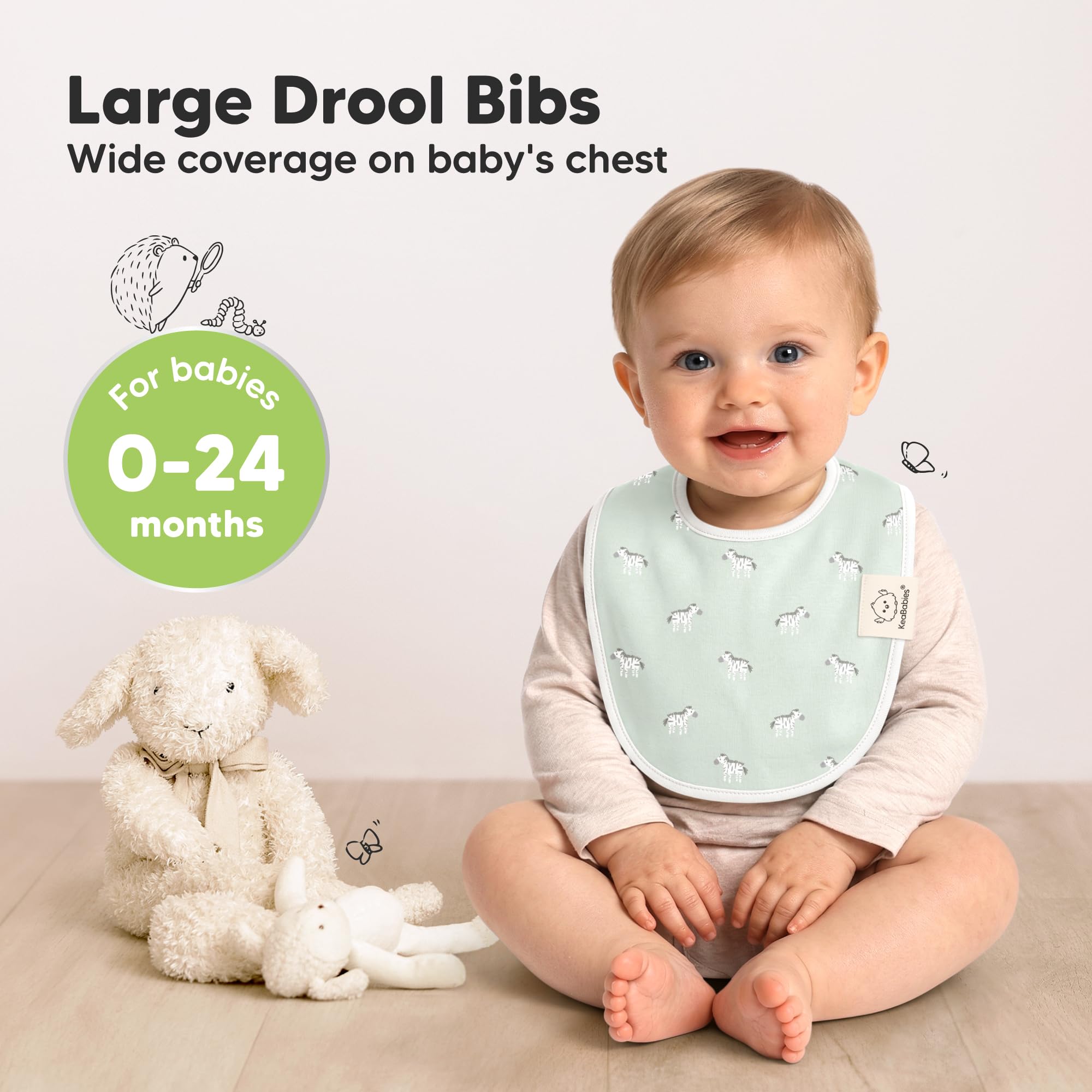 KeaBabies 8-Pack Organic Baby Bibs for Drooling and Teething (Wilderness)