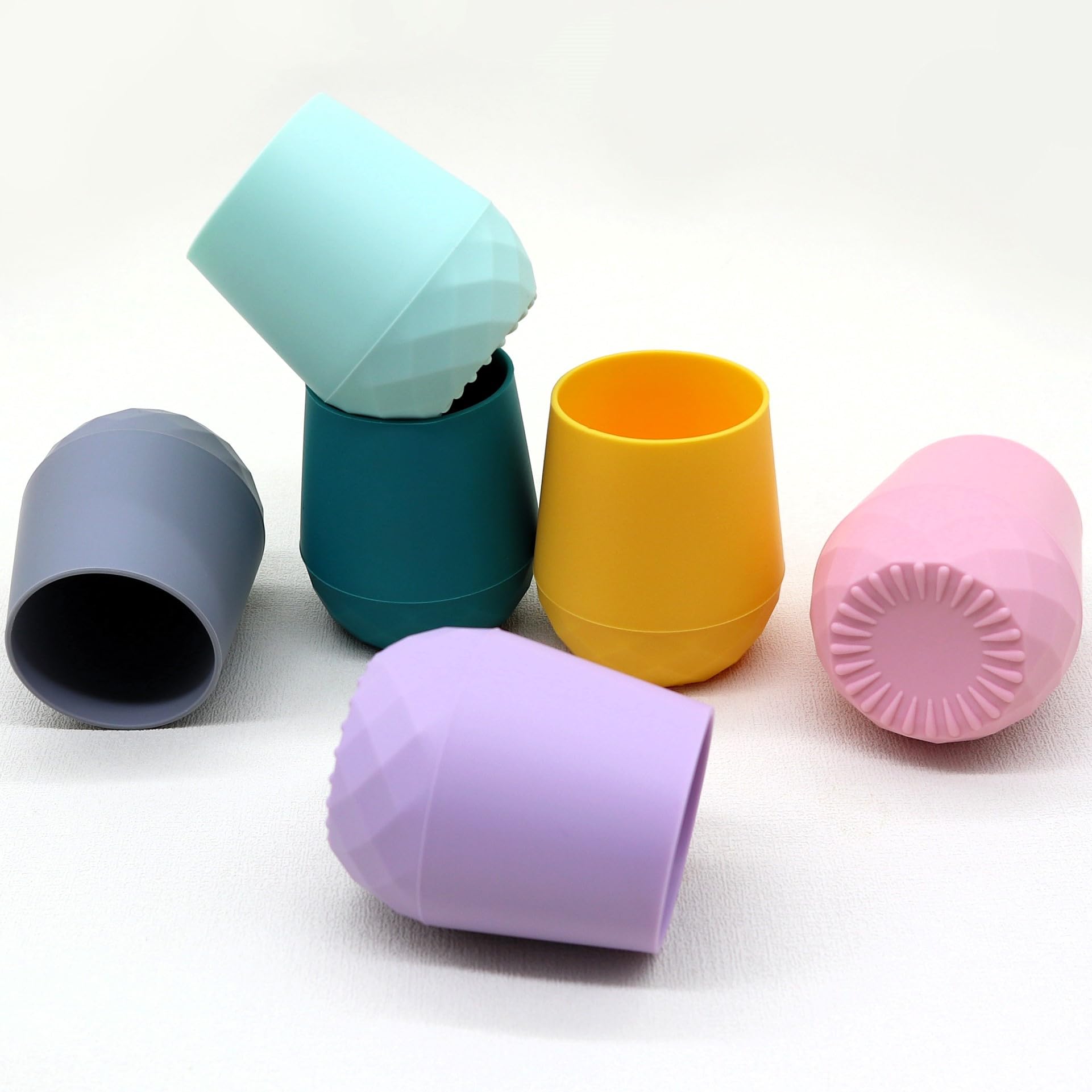 teensy peepsy Silicone Training Cups for Babies 4 Months+ | 2 pack Tiny Transition Cup for Baby Boy Gift, Baby Water Cup for 6-12 Months, Toddler Open Cups 2oz, Baby Essentials for BLW (Aquamarine)
