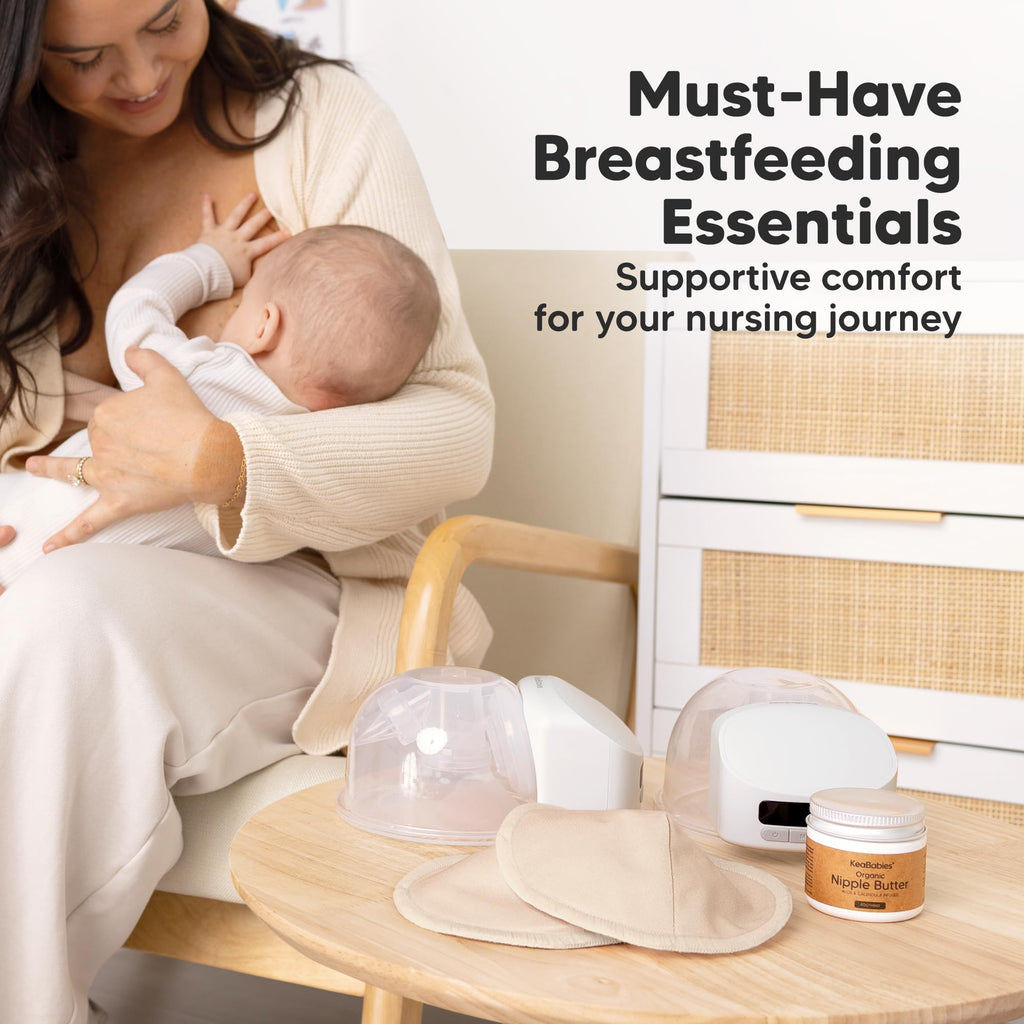 Organic Nursing Pads, 14 Washable Breast Pads,Wash Bag (Bare Beige, L 5")